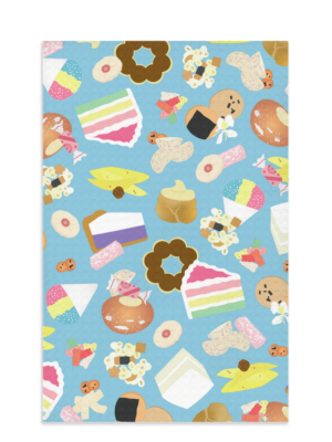 Waffle Knit Dish Towel- Hawaii’s Favorite Sweet and Savory Snacks (Blue Skies)